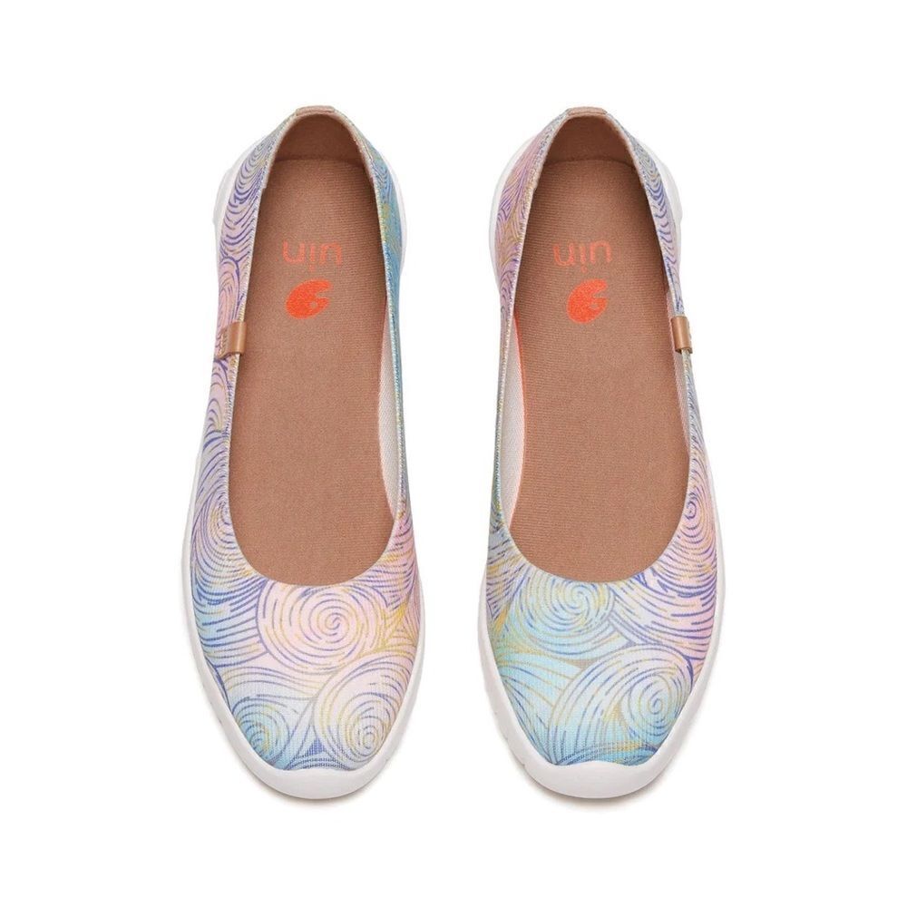 UIN Women's Ballet Slip On Casual Loafers (Van Gogh w Cypresses V3 Menorca)